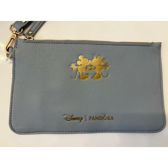 Pandora Disney Mickey Minnie Mouse Limited Edition Gray Gold Wristlet Clutch Bag - Picture 1 of 8